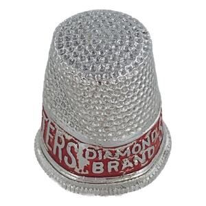 Vintage Thimble Peters Diamond Brand Shoes Aluminum Silver Red Imperfect Used